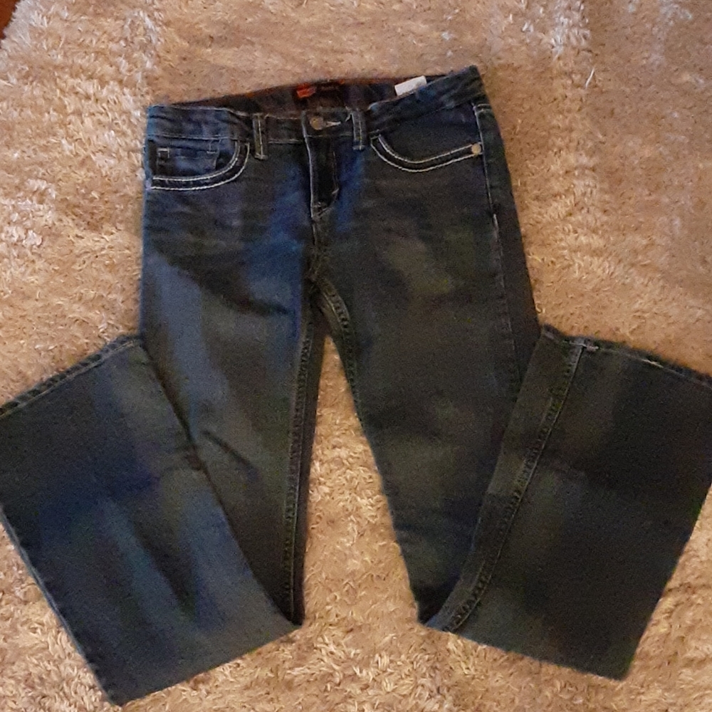 Levi's bootcut stretch thick stitch whiskers 5 pocket jeans size 14 REG EUC…